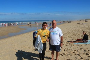Lacanau en Gironde avec un des meilleurs surfers pro brésilien GOUVEIA